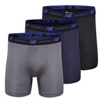 New Balance Men's Mesh 5" No Fly Boxer Brief, Athletic Compression Underwear (3-Pack), Lead/Team Navy/Black, Medium