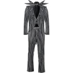 Jack Skellington Herr Halloween Cosplay Kostym Randig kostym med byxor Fladdermusfluga för vuxna Halloween Cosplay Kostym rekvisita L