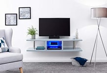 GFW High Gloss Wall Mounted Floating TV Unit for Television & Media, Engineered Wood, Grey, 35 x 150 x 32 cm