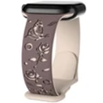 Blommigt Ingraverad Rem För Apple Watch Band 38Mm 40Mm 41Mm 42Mm 44Mm 35Mm 49Mm Silikon Armband Serie Ultra 9 8 7 Se 6 5 purple    Milky whit 38mm 40mm 41mm