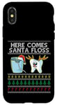 Coque pour iPhone X/XS Here Comes Santa Floss Dental Surgeon Christmas Dentist