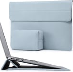 15-16 Pouces Housses Ordinateur Portable Sacoche Avec Fonction Stand Pour Macbook Pro 16 M4/M3/M2/M1 Pro/Max 2025-2019, Xps 15, Macbook Pro 15 2015-2012, Samsung Galaxy Book Flex 15, Bleu Pâle