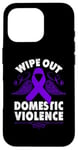 Coque pour iPhone 16 Pro Wipe Out Domestic Violence, ruban violet