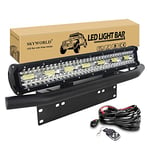 SKYWORLD Barre Lumineuse LED de Travail, 51cm 420W Antibrouillard rampe Led 4x4, support de fixation de plaque d'immatriculation avec 12V stroboscopique câblage Camion Tracteur voiture extérieures