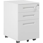 Caisson de Bureau en acier et nylon, Caisson de Rangement avec Serrures et roulettes, 39x45x60 cm Blanc - Woltu