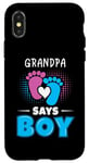 Coque pour iPhone X/XS Grandpa Says Boy Tenue de révélation du sexe pour bébé