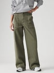 Levi's Surplus Straight Trousers - Olive Night Pigment, Green, Size 28, Inside Leg 31, Women