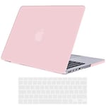 TECOOL Coque Compatible avec Ancien MacBook Pro 13 Pouces Retina 2015 2014 2013 Fin 2012 (A1502 A1425), Coque Rigide en Plastique Fine et Protection Clavier (UE AZERTY), Rose