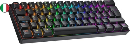 N60 Nova Clavier Mécanique de Jeu 60% | Hot Swap Gaming Keyboard | 62 Touches Programmables | RGB LED | Mac, PC Windows | QWERTY Italien (Noir, Gateron Blue)