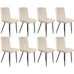 Lot de 8 chaises de Salle Velours capitonnée,Design Rétro Chaise,avec dossier、 pieds en acier solide, pour Salle à Manger, Salon, Cuisine,