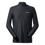 Berghaus Men's 24/7 Half Zip Long Sleeve Tech Baselayer T-Shirt, Black, XXL