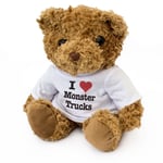 NEW - I LOVE MONSTER TRUCKS - Teddy Bear - Cute Cuddly Soft - Gift Present