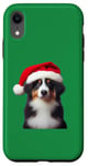 iPhone XR Miniature American Shepherd With Santa Hat Christmas Xmas Case