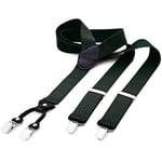 DonDon bretelles homme large 3,5 cm avec 4 clips bretelles homme travail extra fort, élastique et réglable en longueur vert