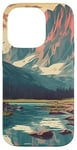 Coque pour iPhone 14 Pro Rocky Mountain Lake Vintage Paysage graphique