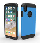 Coque blindée pour iphone X bleu ciel haute qualité silicone + polycarbonate