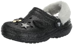 Crocs Unisex-Adult Classic Glitter Lined Clogs | Fuzzy Slippers, Shimmer, 10 UK Men / 12 UK Women