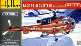 Heller Alouette III Sécurité Civile Hélicoptère de Sauvetage 1:72 Modèle-kit