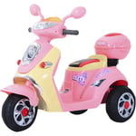 Homcom - Moto scooter électrique pour enfants 6 v env. 3 Km/h 3 roues et topcase effet lumineux et sonore rose