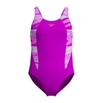 Speedo HyperBoom Splice Muscleback Swimsuit | Swim Training |Chlorine Resistant | Quick Drying | Stretch Fabric | Comfort Fit | 1 Piece Maillot de Bain pour Fille, Diva, 7 années-8 années