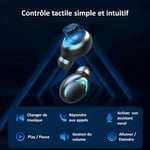 Ecouteurs Bluetooth sans Fil,Waterproof,réduction de Bruit,Casque Bluetooth 5.3,étanche,contrôle Tactile,Appel,Sport,Voyage,Earphones,Confortable,Basses Profondes,Grande autonomie,Stéréo