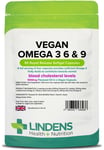 Vegan Omega 3 6 & 9 Flaxseed 1000mg 90 Capsules Blood Cholesterol Levels Lindens