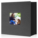 Lanpn Album Photo 10x15 600 Pochette, Grand Format Lin Tissu Album pour Horizontal Vertical Photos (Noir)