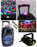 ENCEINTE SONO PORTABLE PARTY BLUETOOTH KARAOKE 450W MOBILE USB TWS LED RGB MSD RADIO FM + Laser multipoints rouge vert