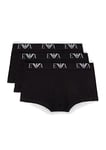 Emporio Armani Men's Basic-Essential Monogram 3-Pack Trunk Boxer Shorts, Black/Black/Black, XXL (pack of 3)