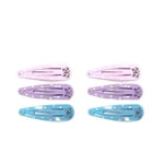 6 barrettes cheveux clic clac métal papillons bleu rose violet