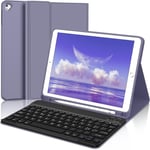 Coque Clavier Pour Ipad 9.7"",Ipad 6ème/5ème Géneration 2018/2017,Ipad Pro 9.7,Ipad Air 2/1,Azerty Français Clavier Bluetooth Amovible Détachable Avec Fente Pour Stylo,Violet