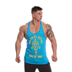 Gold's Gym GGVST003 Men's Muscle Joe Premium Stringer Vest, Turquoise/Yellow, S