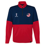 Outerstuff Men's FIFA World Cup Country 1/4 Zip Top Pullover Sweater, Red-Navy, XXL