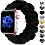 CeMiKa Scrunchie Elastic Strap Compatible with Apple Watch Strap 38mm 42mm 40mm 44mm, Pattern Printed Fabric Wristband Compatible with Apple Watch SE/iWatch Series 6 5 4 3 2 1, 42mm/44mm-M/L Black
