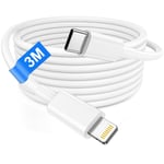 Câble Usb C Vers Lightning 3M[Certifié Apple Mfi],Cable Iphone Usb C Pour Iphone 14 13 12 Pro Max/14 Plus/11/Xs/X/8,Long Iphone Charge Rapide Câble Lightning Usb C Fil Chargeu 3M Cable Chargeur