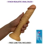 Slim ANAL Dildo Sex Toy 9 Inch REALISTIC FLEXIBLE Suction Cup PEGGING PROSTATE