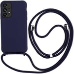 Collier Pour Samsung Galaxy A52 4g / 5g / A52s 5g Coque Silicone Liquide Bumper Housse Lanière Avec Cordon Réglable Longueur Chaîne Lanyard Case Housse Étui Pour Samsung A52 / A52s 5g, Bleu