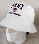 S/M Genuine GANT Retro Eggshell Adult BUCKET HAT 100% Cotton Logo Unisex Buck3