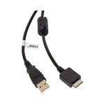 Vhbw - câble de données usb (type a sur lecteur MP3) câble de chargement compatible avec Sony Walkman NWZ-S618FBLK, NWZ-S636F lecteur MP3 - noir,