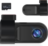 Caméra de recul Dash Cam avec Deux caméras 1080P supportant Le capteur de gravité/Aide au stationnement/Enregistrement en Boucle/Vision Nocturne/luminosité réglable + Carte SD 64GB