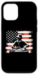 Coque pour iPhone 12/12 Pro Drapeau américain DJ – Amoureux de la platine Deejay des États-Unis patriotiques