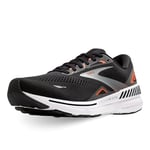 Brooks Men's Adrenaline GTS 23 Sneaker, Black Mardarin Red Silver, 8.5 UK