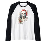 Christmas English Setter Dog Watercolor Artwork Raglan Baseball Tee