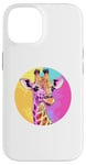 Coque pour iPhone 14 Girafe colorée pour les amoureux des animaux Pop Art