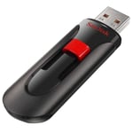 Sandisk Cruzer Glide, 64 Go, 2.0, USB Type-A-kontakt, Glid, Svart, Röd