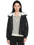 Orolay Bomber D'hiver pour Femme - Parka à Capuche Doublée Polaire Manteau Chaud Court Noir XL