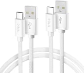 Câble Chargeur Pour Carplay,Usb Type C 2m 2-Pack,Cordon Charge Nylon Blanc Pour Ipad 10 Pro 11 12.9 Air 4 5 Mini 6 7 2022,Iphone 16 15,Samsung Galaxy S24 S23 S22,A54 A53,A52,A12,A32,A71,A72