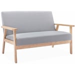 Banquette canapé 2 places en bois et tissu. Isak. l 114 x p 69.5 x h 73cm Polyester Gris clair