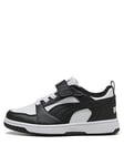 Puma Kid's Unisex Rebound V6 Lo Velcro Trainers - White/black, White/Black, Size 13 Younger