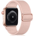 Oielai Solo Loop Strap Compatible with Apple Watch Strap 38mm 40mm 41mm 42mm, Adjustable Stretch Nylon Braided Sport Replacement Strap for iWatch SE Series 10/9/8/7/6/5/4/3/2/1, SandPink